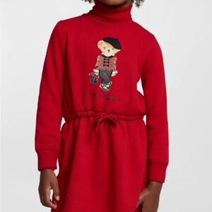 RALPH LAUREN
GIRLS RED COTTON POLO BEAR DRESS
